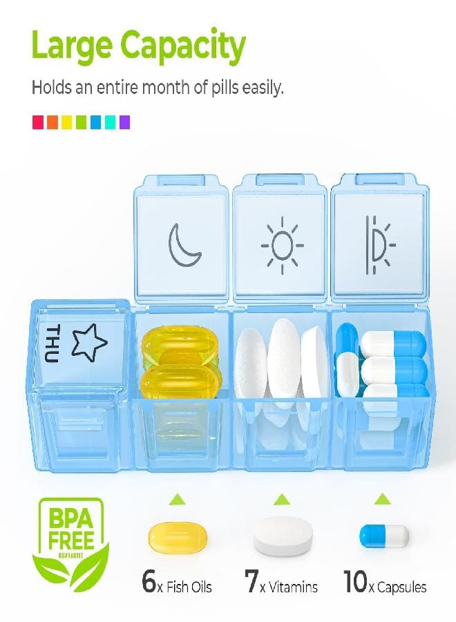 AUV0N AUVON iMedassist Moisture-Proof Weekly Pill Organizer 4 Times a Day, Large 7 Day Pill Box Portable for Travel with Removable Individual Pill Containers to Hold Vitamins, Supplements and Medication - Image 3